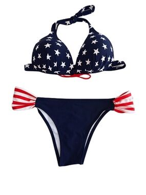 Navy Star & Stripe Bikini Set